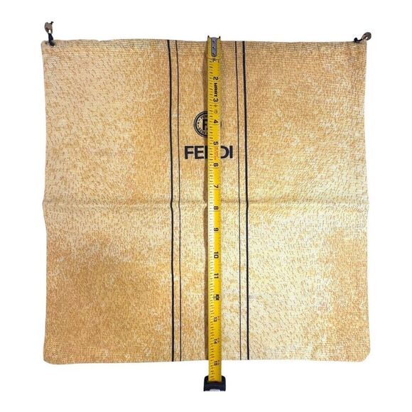 Vintage Fendi Italy Yellow Drawstring Dust Bag Black Logo & Stripes 15" Medium - Picture 6 of 6